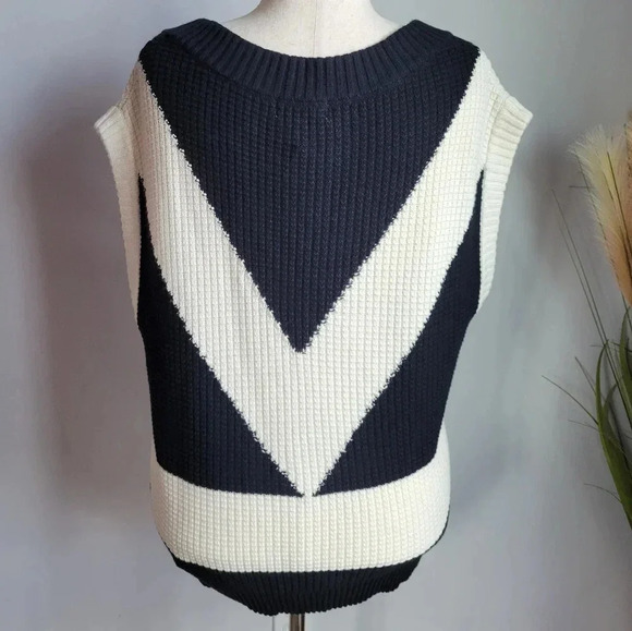 Victor Glemaud x Target, New Colorblock Sweater Wool Vest Black/White Size XL - Picture 6 of 12